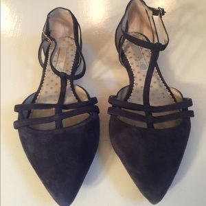 Boden blue suede scrappy flats, size 7.
